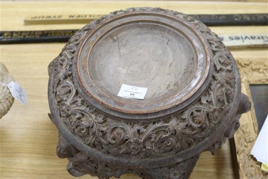 A Burmese carved wood stand height 21cm